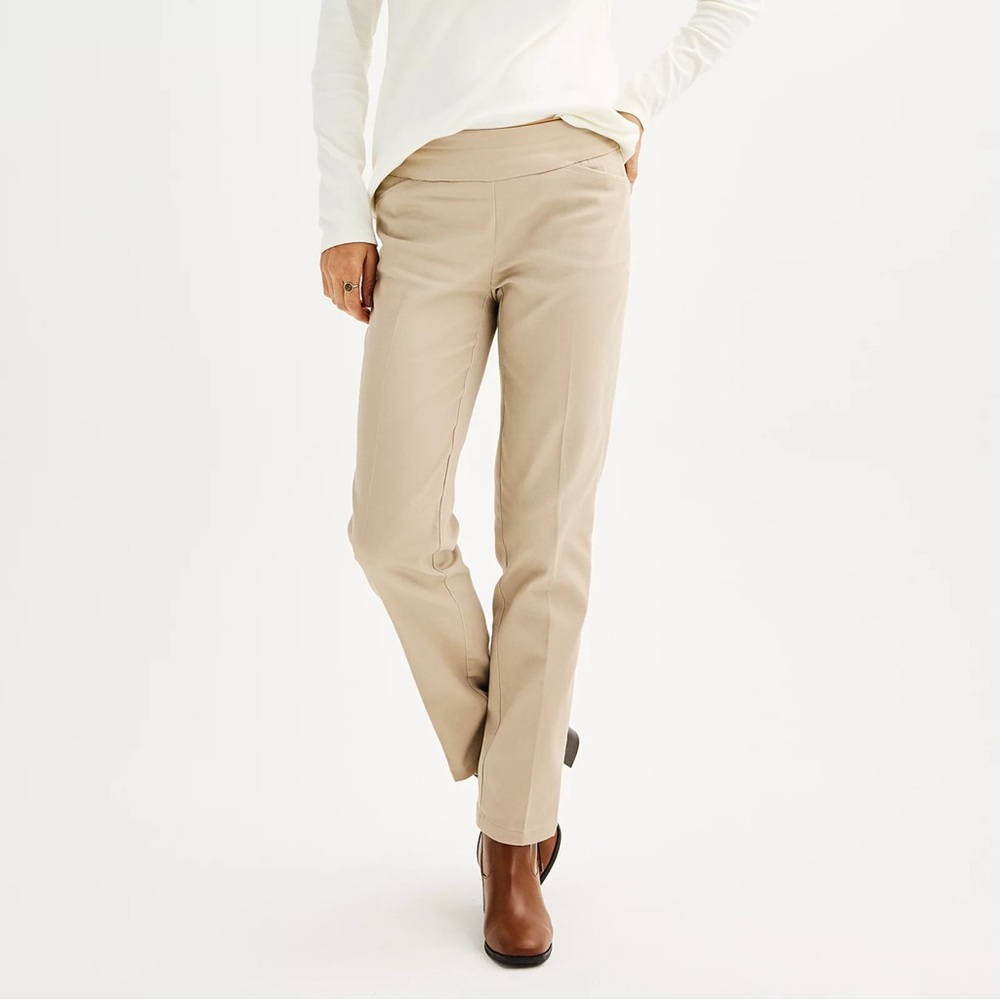 Croft & Barrow Straight Mid-Rise Pants, Size 10 Regular, Color: Cobblestone